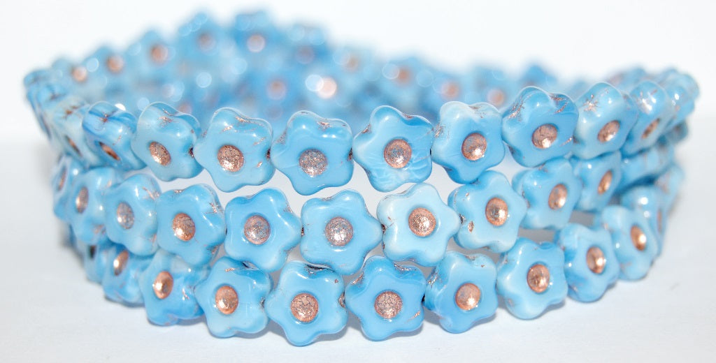 Simple Flower Pressed Glass Beads, (7624 54200), Glass, Czech Republic