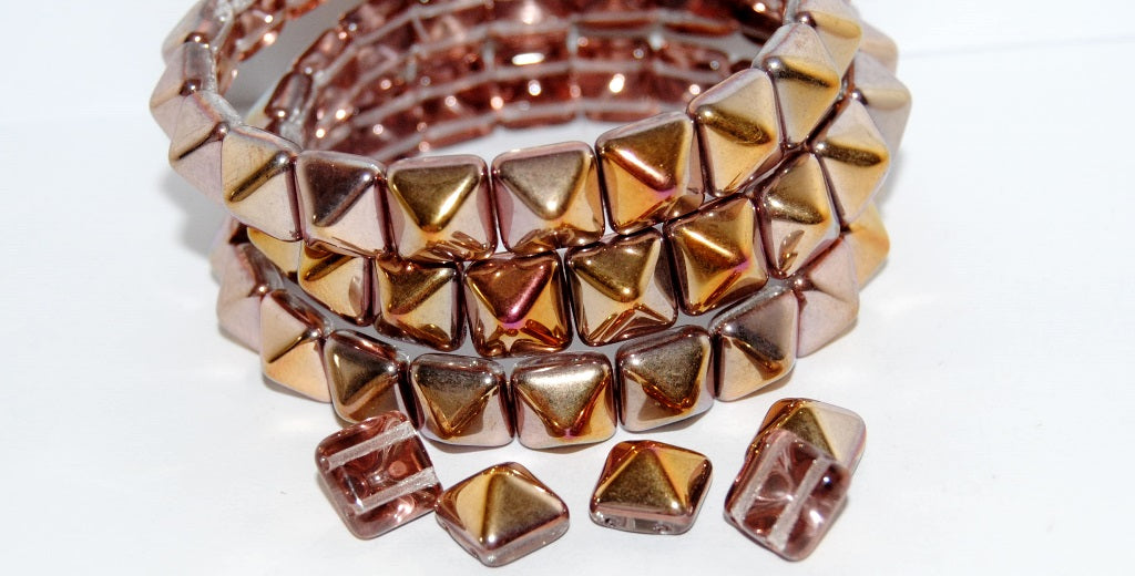 Pressed Glass Beads 2-Hole Square Pyramid, Crystal 27101 (30 27101), Glass, Czech Republic