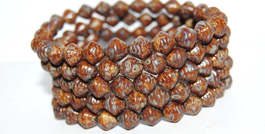 Bicone Pressed Glass Beads Wasp Nest, (14010 43400), Glass, Czech Republic