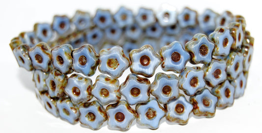 Table Cut Flower Beads With Dot, 36016 Travertin (36016 86800), Glass, Czech Republic