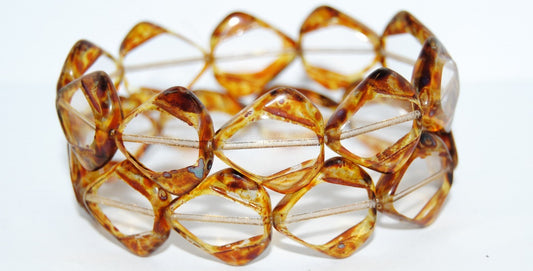 Table Cut Oval Beads, Crystal Travertin (30 86800), Glass, Czech Republic
