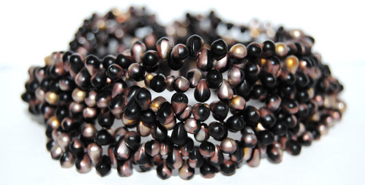 Pear Drop Pressed Glass Beads, Black 27101M (23980 27101M), Glass, Czech Republic