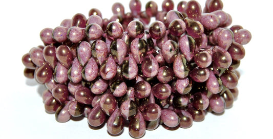 Pear Drop Pressed Glass Beads, 24010200 Terracotta Red (24010200 15495), Glass, Czech Republic
