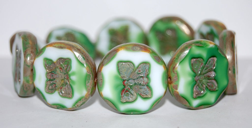 Table Cut Round Beads With Butterfly, (5514 43400), Glass, Czech Republic