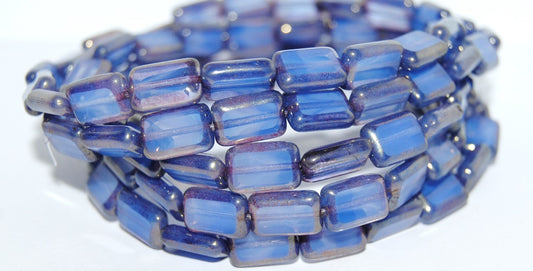 Table Cut Rectangle Beads, Opaque Light Blue Luster Lila (33010 14494), Glass, Czech Republic