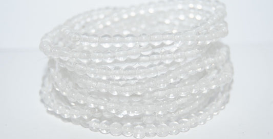 Round Pressed Glass Beads Druck, Crystal (30), Glass, Czech Republic