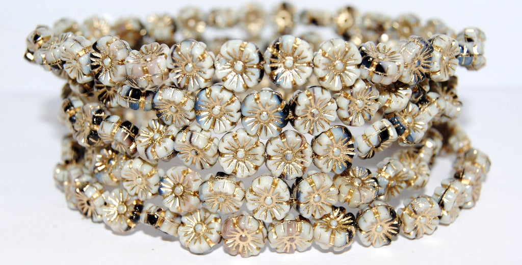 Hawaii Flower Pressed Glass Beads, (1301023980 54202), Glass, Czech Republic