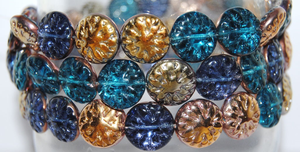 Round Flower Edelweiss Pressed Glass Beads, Color Light Violet Silver Lined 27101 (Color 3 27101), Glass, Czech Republic