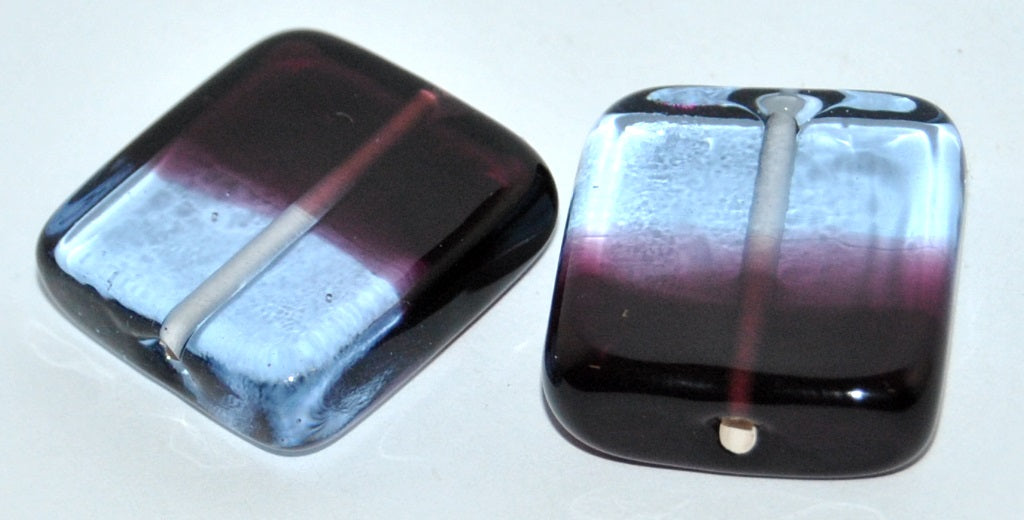 Czech Glass Hand Made Square Lampwork Beads, (A), Glass, Czech Republic