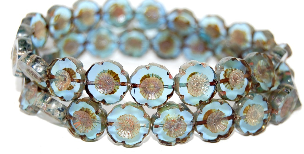 Table Cut Round Beads Hawaii Flowers, (87311 43400), Glass, Czech Republic