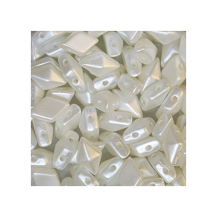 DIAMONDUO glass two-hole beads rhombus gemduo Pearl White Glass Czech Republic