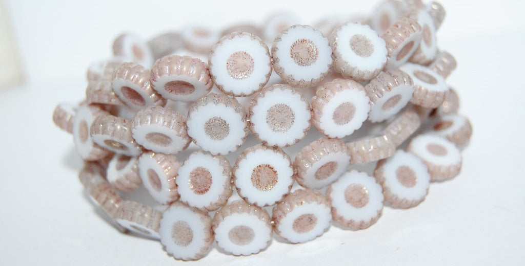 Table Cut Round Flower Beads Daisy, 1000 Luster Red Full Coated (1000 14495), Glass, Czech Republic