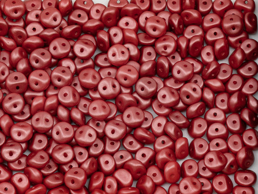 Es-o 2-hole round beads (like SuperDuo) Pastel Dark Coral (25010), Glass, Czech Republic