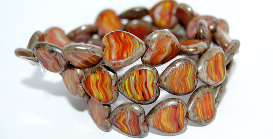 Table Cut Heart Beads, (95810 43400), Glass, Czech Republic