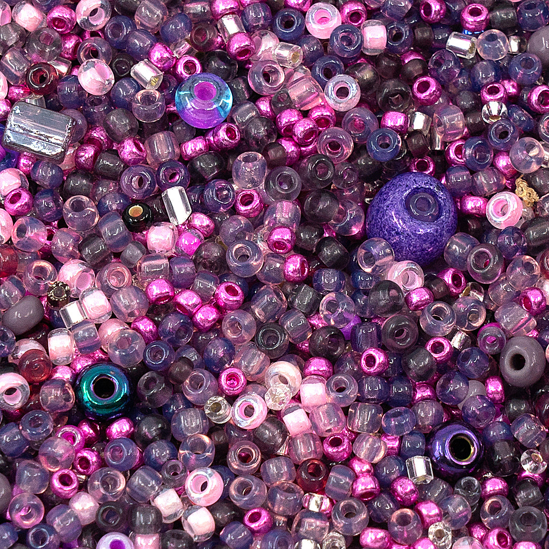 Small Rocailles, Seed Beads & Bugles 2-10mm Preciosa Ornela Czech Glass Beads (20g), Purple Rocailles Mix