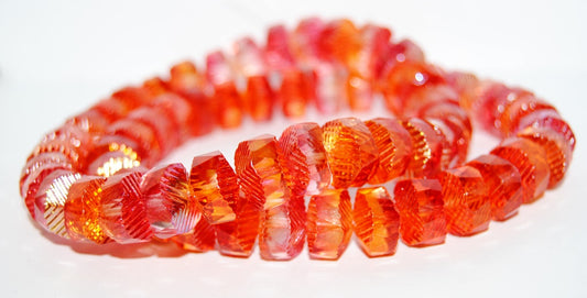 Faceted Cathedral Fire Polished Glass Beads, 48109 (48109), Glass, Czech Republic