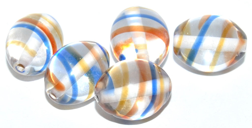 Oval Lampwork Glass Handmade Beads, (F), Glass, Czech Republic