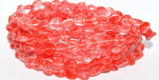 Heart Pressed Glass Beads, Orange (96028), Glass, Czech Republic