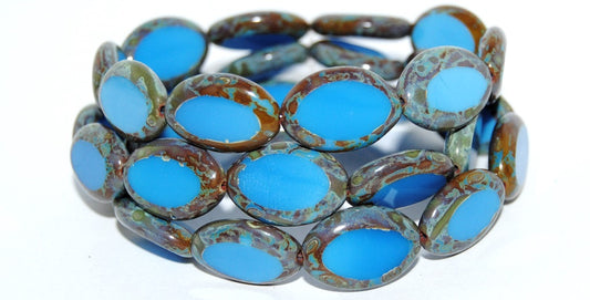 Table Cut Oval Beads Roach, Blue 66800 (62010 66800), Glass, Czech Republic