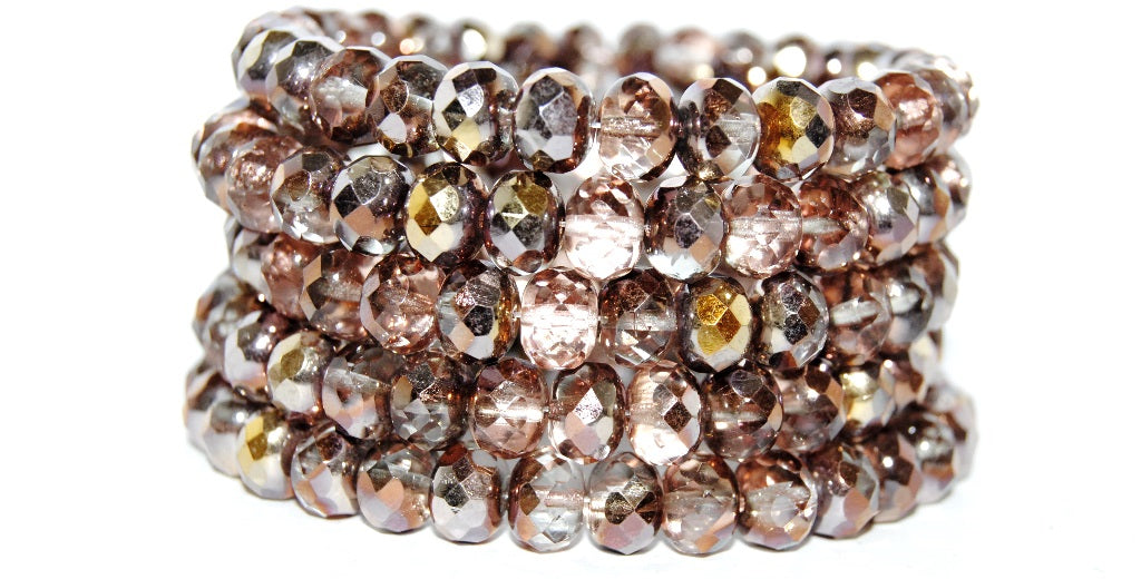 Faceted Special Cut Rondelle Fire Polished Beads, Crystal 27101 (30 27101), Glass, Czech Republic