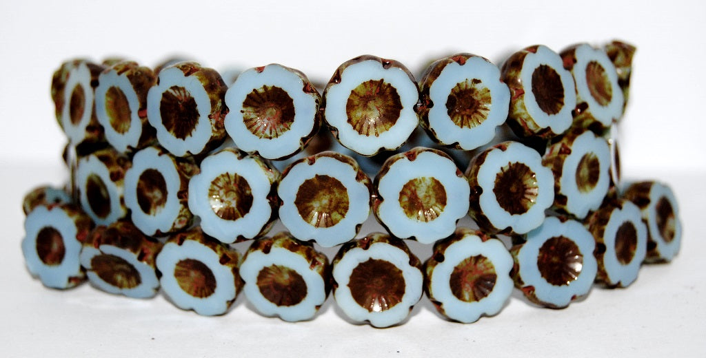 Table Cut Round Beads Hawaii Flowers, Mt62010 Travertin (Mt62010 86800), Glass, Czech Republic