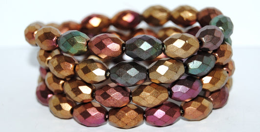 Cut Fire Polished Faceted Glass Beads, Mix Of Metallic Colours Dyed (1640), Glass, Czech Republic