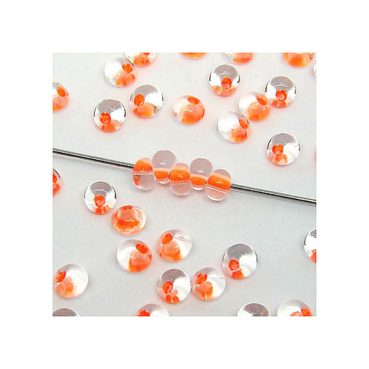 PRECIOSA seed beads drops rocailles (like MAGATAMA beads) Crystal With Neon Orange Inner Line Glass Czech Republic