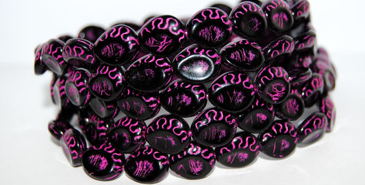 Tear Oval Pressed Glass Beads, Black 46470 (23980 46470), Glass, Czech Republic