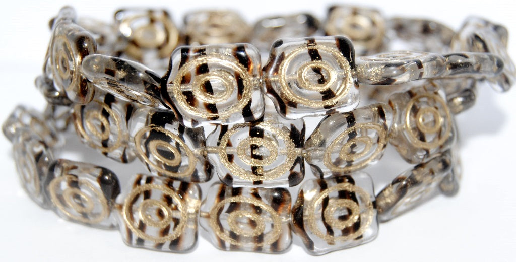 Spiral Turtle Pressed Glass Beads, (8996 54202), Glass, Czech Republic