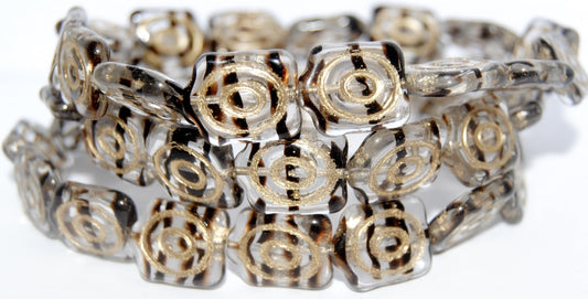 Spiral Turtle Pressed Glass Beads, (8996 54202), Glass, Czech Republic