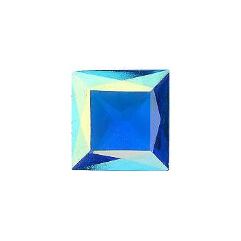 Square Faceted Pointed Back (Doublets) Crystal Glass Stone, Aqua Blue 4 Transparent With Ab (60050-Abt), Czech Republic