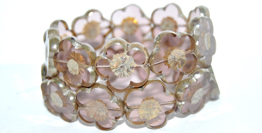 Table Cut Flower Beads Hibiscus, 21 Transparent Light Amethyst 43400 (21 20020 43400), Glass, Czech Republic