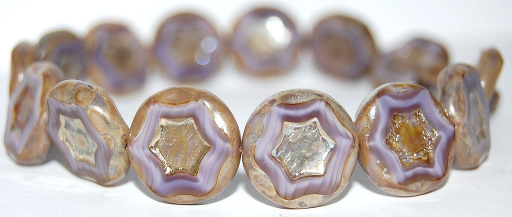 Table Cut Round Beads With Star, (26016 43400), Glass, Czech Republic