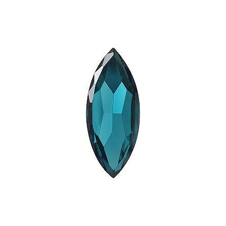 Navette Faceted Pointed Back (Doublets) Crystal Glass Stone, Blue 7 Transparent With Chrome (60030-Chr), Czech Republic