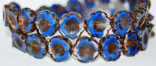 Table Cut Round Beads Hawaii Flowers, 36028 Travertin (36028 86800), Glass, Czech Republic