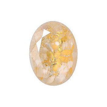 Oval Faceted Pointed Back (Doublets) Crystal Glass Stone, White 5 With Gold (0403-Gold), Czech Republic