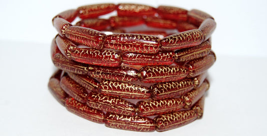 Snake Tail Pressed Glass Beads, Ruby Red 54202 (90080 54202), Glass, Czech Republic