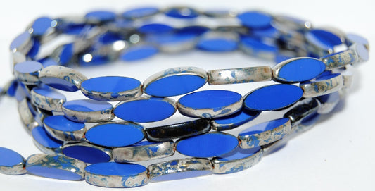 Table Cut Oval Boat Beads, Rich Blue 43400 (33060 43400), Glass, Czech Republic