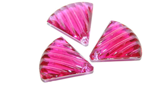 Cabochons Fan Faceted Flat Back Pendant With Hole, (Rubinate Pink), Glass, Czech Republic