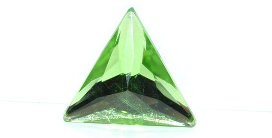Cabochons Triangle Faceted Flat Back, (Peridot Similization), Glass, Czech Republic
