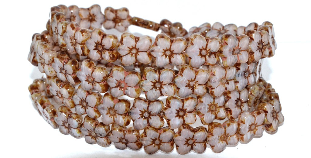 Table Cut Flower Beads Linum, 31013001 Travertin (31013001 86800), Glass, Czech Republic