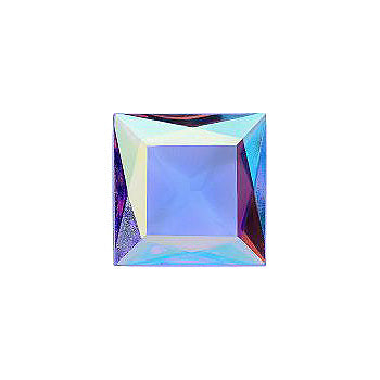 Square Faceted Pointed Back (Doublets) Crystal Glass Stone, Aqua Blue 10 Transparent With Ab, Polished (30010-Abp), Czech Republic