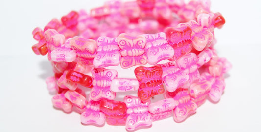 Butterfly Pressed Glass Beads, Mixed Colors Pink 46470 (Mix Pink 46470), Glass, Czech Republic