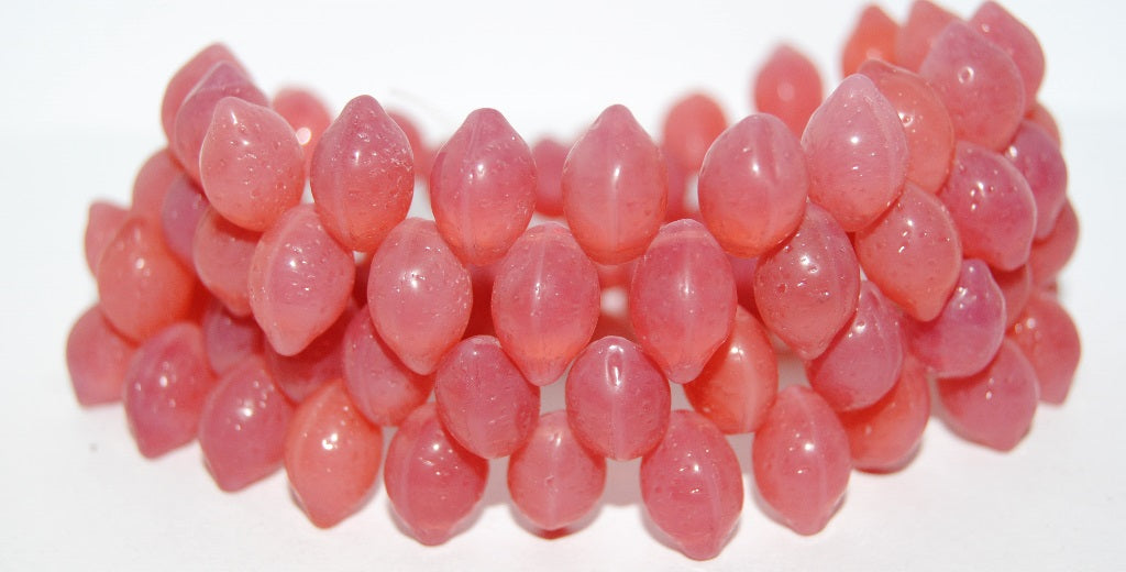 Lemon Friut Pressed Glass Beads, Opal Pink (71010), Glass, Czech Republic
