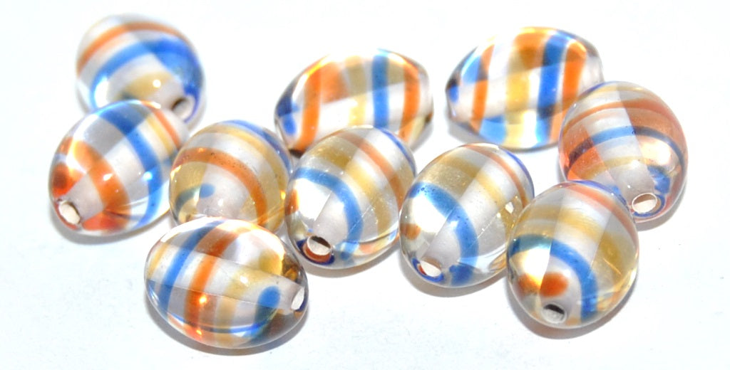 Oval Lampwork Glass Handmade Beads, (B), Glass, Czech Republic