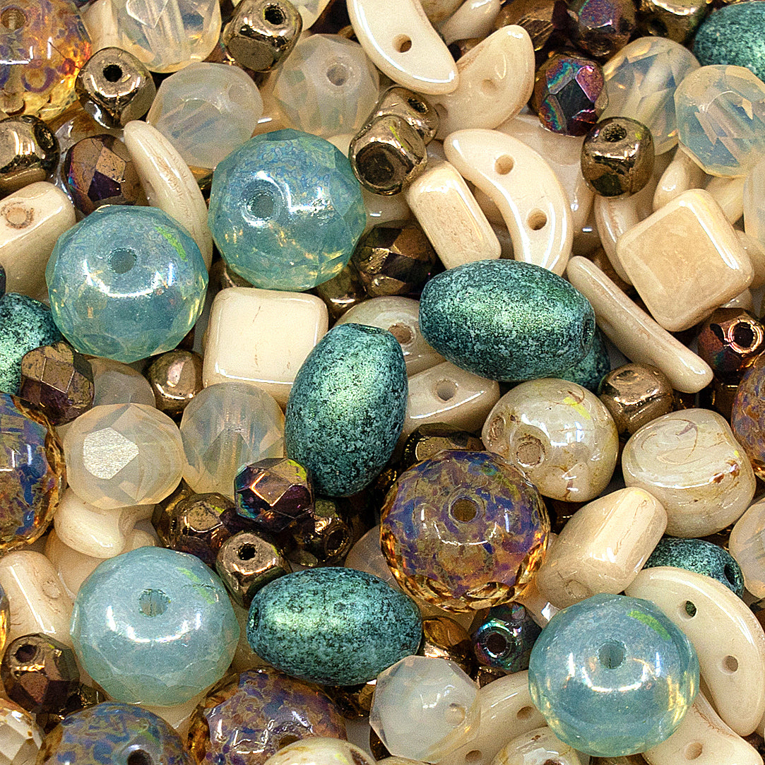 65 g (2,29 oz) Unique Mix of Czech Glass Beads for Jewelry Making