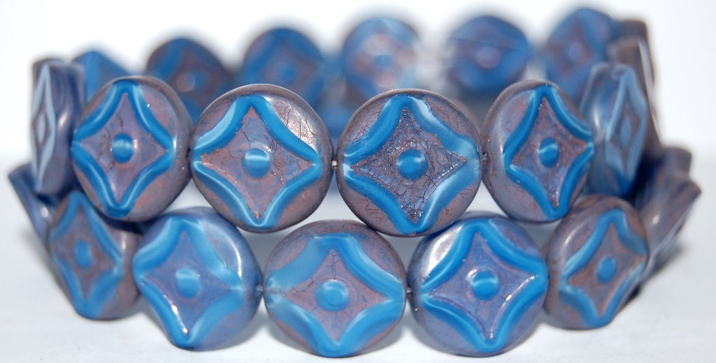 Table Cut Round Beads With Star, 66020 Bronze (66020 14415), Glass, Czech Republic