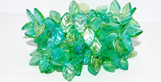 Leaf Pressed Glass Beads With Dots, 48110 (48110), Glass, Czech Republic