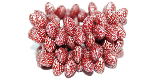 Strawberry Friut Pressed Glass Beads, Opal Red 54201 (91250 54201), Glass, Czech Republic