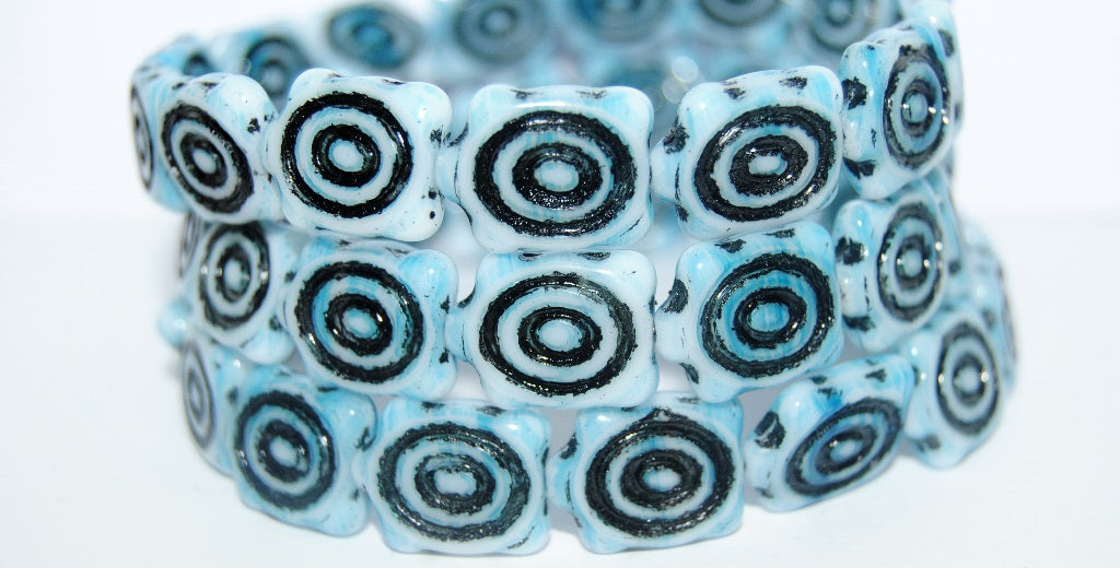 Spiral Turtle Pressed Glass Beads, (65000 46769), Glass, Czech Republic